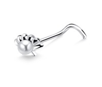 Half Flower Shaped Silver Curved Nose Stud NSKB-857